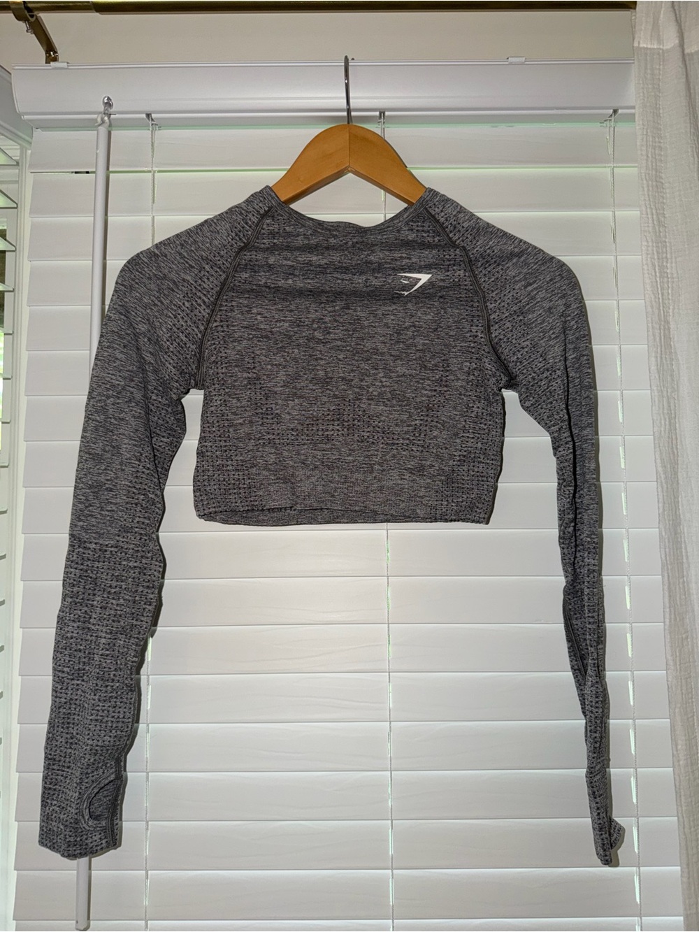 Gymshark Seamless Marl Long Sleeve Crop Top Gray Size Small